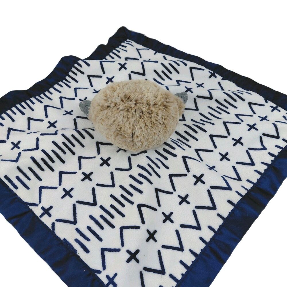 Cloud Island Sloth Security Blanket Baby Lovey Plush Toy White Navy Blue Satin - Picture 9 of 9